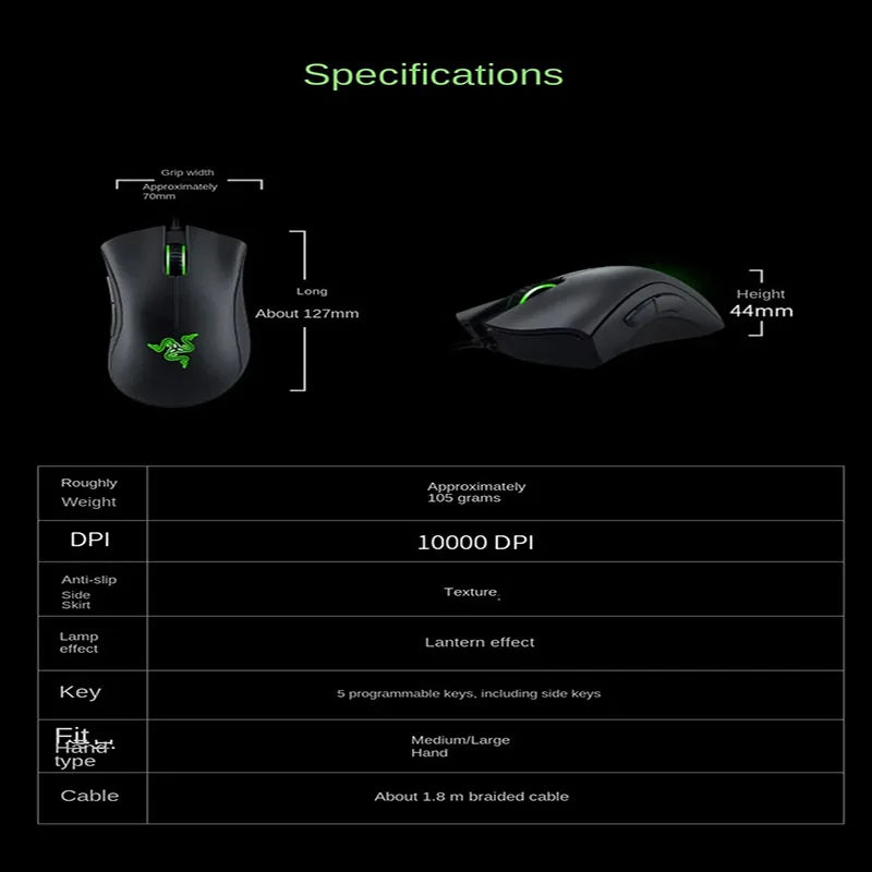 ماوس لألعاب السلكي Razer Deathadder Viper Standard Edition 6400 الجديد للرياضات الإلكترونية